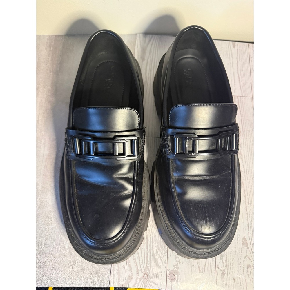 Dark Academia Dream | Zara Platform Lug Sole Loafers | Black Buckle Detail | 10